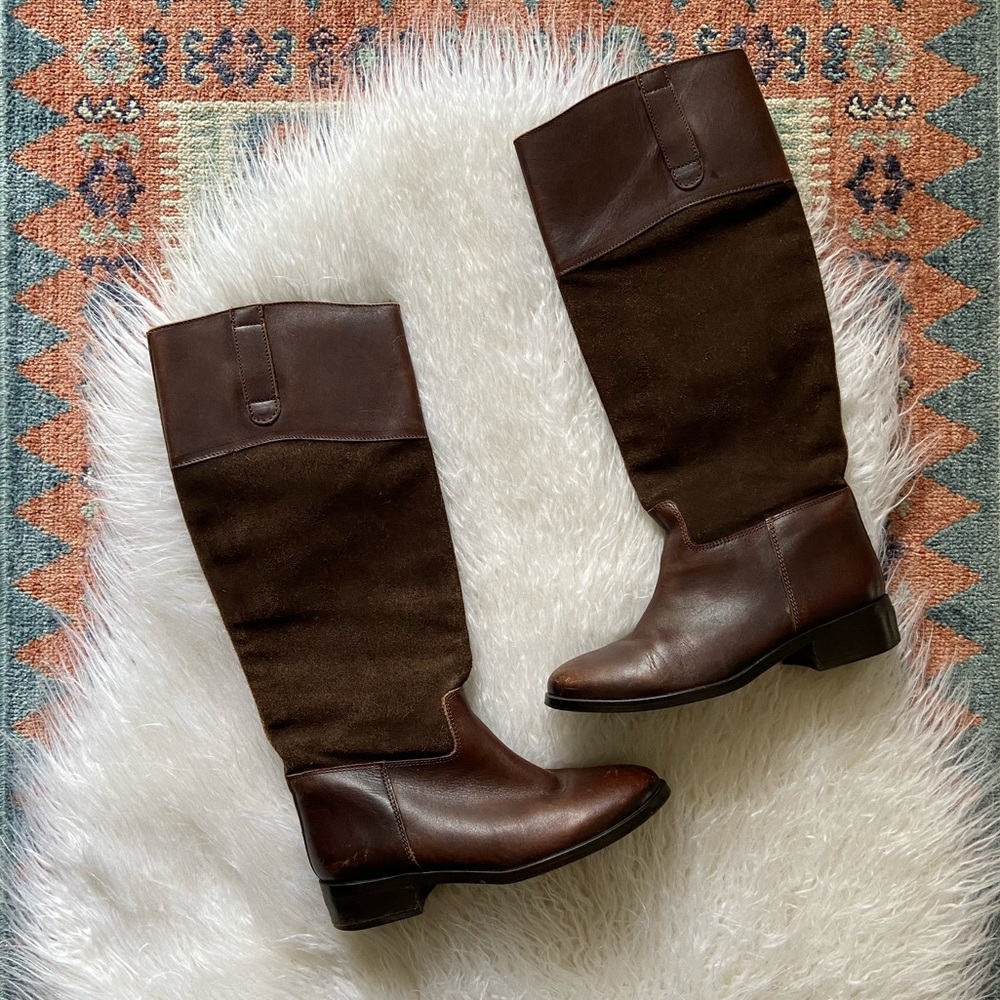 steve madden leather suede boot equestrian riding boots ritte tall boot size 6